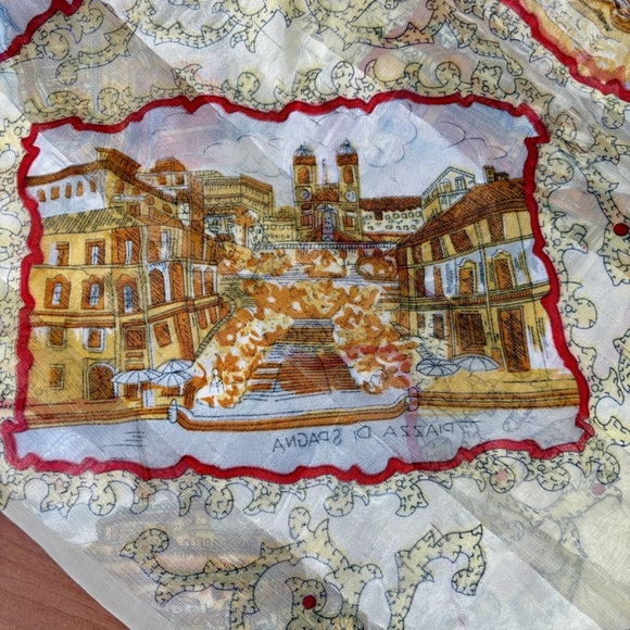 Vintage Italian Silk Scarf with Iconic Landmark Scenes in Italy size 38”x38” - Picture 12 of 16